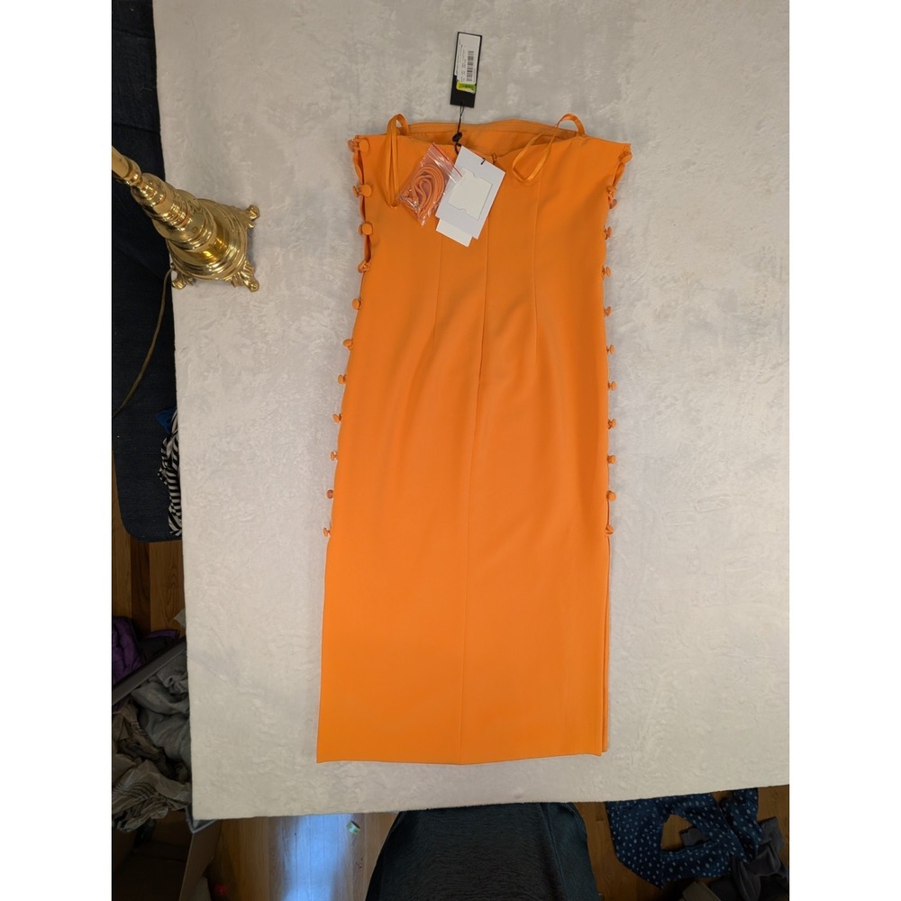 Gianna Bini Caelynn Bell Orange Midi Dress Size 10 Removable Straps READ - Picture 3 of 10